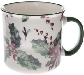 Set de 6 căni de porțelan Christmas holly 520 ml, 520 ml