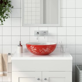 Lavoar de blat, alb si rosu, rotund, Φ41x14 cm, ceramica