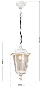 Pendul exterior stil clasic IP43 Puchberg AL 11K/82502 weiß-gold/rauch OR