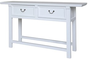Consola alba, cu 2 sertare, din lemn de pin reciclat, aspect rustic, Marseille