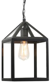 Lampă suspendată industrială de exterior neagră IP23 - Amsterdam