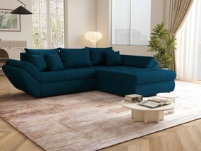 Colțar extensibil dumonde cu ladă de depozitare si sezut confortabil din spuma high-density, Loana Enjoy Petrol II 270x185 cm