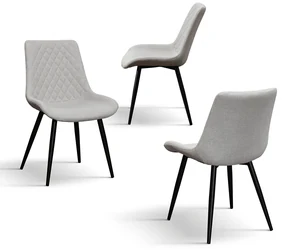 SET 4 Scaune Point tesatura, structura metalica - BEJ - STANDARD