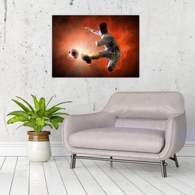 Tablou pe sticlă - Fotbalistul (70x50 cm)