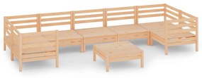 Set mobilier de gradina, 8 piese, lemn masiv de pin Maro, 1