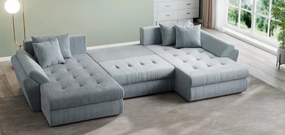 Colțar extensibil dumonde cu ladă de depozitare si sezut confortabil din spuma high-density, Loana U Zoom Grey 355x185 cm