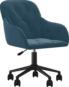 vidaXL Scaun de birou pivotant, albastru, catifea