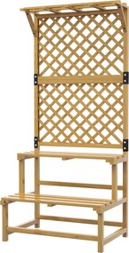 Outsunny Suport pentru plante, raft pentru flori, 2 niveluri, cu spalier și acoperiș, lemn de brad, 75x50x166cm, galben | Aosom Romania