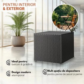 Ladă de depozitare din poliratan RICCO, 318L, 75x75x70 cm, negru Casaria