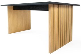 Masă de dining cu blat cu aspect de lemn de stejar 90x160 cm Stripe – Woodman