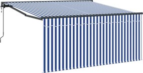 vidaXL Cortina Retractabilă Albastru și Alb 300 x 250 cm