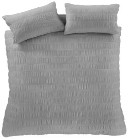 Lenjerie de pat gri din țesătură crep pentru pat dublu, extinsă 230x220 cm Seersucker – Catherine Lansfield