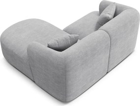 Colțar gri deschis cu tapițerie din catifea reiată (cu colț pe partea dreaptă/cu șezlong) Campi – Cosmopolitan Design