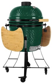 Kerámia faszéngrill oldalpolcokkal, 46 cm ráccsal