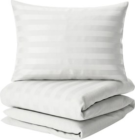 Lenjerie de pat pentru hoteluri Atlas Gradl alba - banda de 2 cm din bumbac cardat