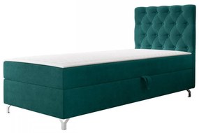 Pat de o persoană 90 cm Jenaks 1 (turcoaz) (cu somieră și saltea) (cu sp. depozitare) (S). 1103613