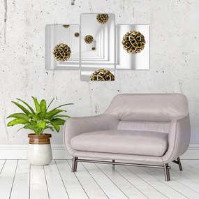 Tablou abstract cu mingi de fotbal (90x60 cm)