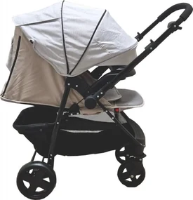 Carucior nou nascuti 2 in 1 BABY CARE™ PRO SK10, Maner reversibil, Spatar reglabil in 3 trepte, Frana picior,Pliabil , Gri Deschis