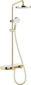 Mexen Axis set de duș exterior cu duș fix și baterie, auriu/alb - 78112-25
