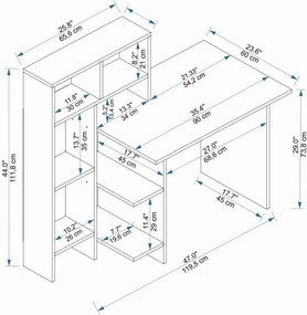 Masă de birou Bugra White and Oak