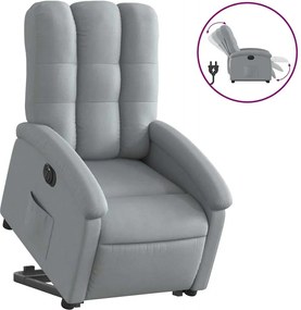 vidaXL Fotoliu electric rabatabil cu ridicare, gri deschis, textil