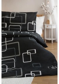 Lenjerie de pat Jerry Fabrics polycotton Pătrate negru și alb, 2 buc 140 x 200 cm, 2 buc 70 x 90 cm