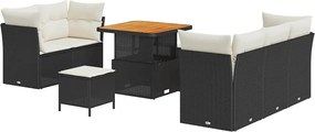 vidaXL Set de canapele pentru grădină 8 pcs Negru poliratan