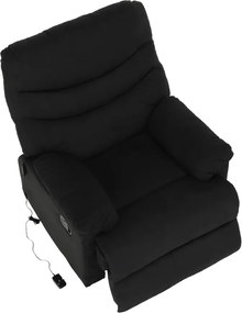 Fotoliu reglabil masaj, material textil catifea negru, LAMBERT