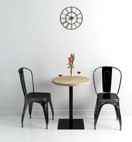 vidaXL Masă bistro, MDF și oțel, rotundă, 60x75 cm, culoare stejar