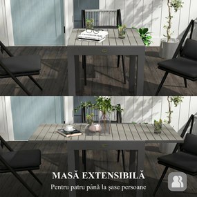 Masă extensibilă pentru terasă Outsunny, cu 4-6 locuri, 81-162 cm | Aosom Romania