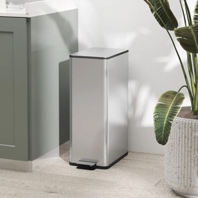 HOMCOM Coș de Gunoi de 20L Antiamprentă cu Închidere Lentă și Găleată Detașabilă, Coș cu Pedală, pentru Bucătărie, Living, Birou și Studiu, 21.5x37.2x57 cm, Argintiu | Aosom Romania