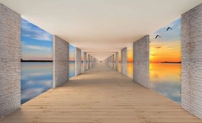 Fototapet - Tunel cu privire spre lac (254x184 cm)