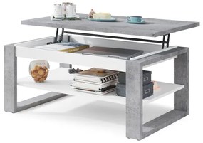 Măsuță de cafea cu blat rabatabil și raft NEA gri/alb