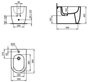 Bideu pe pardoseala Atelier Blend Curve alb lucios