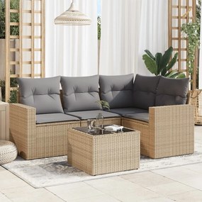 vidaXL Set canapele de grădină cu perne, 5 piese, bej, poliratan