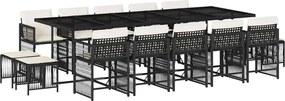 vidaXL Set mobilier de grădină cu perne, 15 piese, negru, poliratan