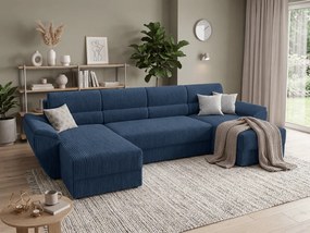 Coltar extensibil in U TAVERO 321x140 cm, albastru inchis