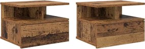 vidaXL Noptieră Suspendată cu sertar 2 pcs Lemn vechi 40 x 31 x 28 cm