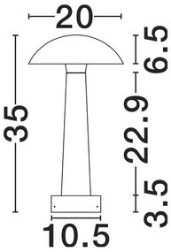 Stalp LED din ciment negru pentru exterior IP65 Tura H-35cm