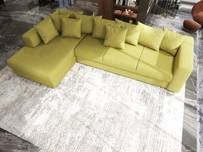 Colțar extensibil dumonde cu ladă de depozitare si sezut confortabil din spuma high-density, Gloria Enjoy Green 320x183 cm