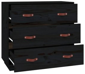 Servanta, negru, 80x40x75 cm, lemn masiv de pin 1, Negru