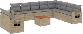 vidaXL Set canapele de grădină cu perne, 11 piese, bej, poliratan