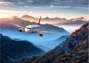 Tablou pe sticlă - Avion peste crestele montane (70x50 cm)