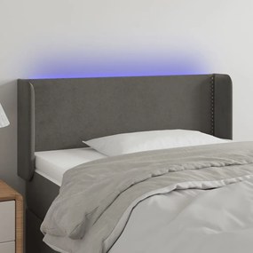 vidaXL Tăblie de pat cu LED, gri închis, 83x16x78/88 cm, catifea