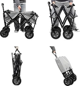 Cărucior de transport pliabil 100 kg – cărucior de grădină și plajă cu roți Portocalie