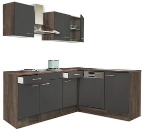 Mobilă de bucătărie de colț Yorki 220, corp din stejar Yorki, cu față antracit satinat