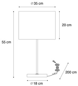 Lampă de masă din alamă cu abajur verde 35 cm - Kaso