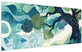 Tablou – Coroană verde a arborelui vieții (120x50 cm)