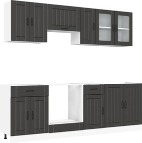 vidaXL Set dulap de bucătărie 8 piese „Kalmar” lemn negru prelucrat