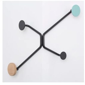 Cuier negru de perete, colț exterior, Gazzda Hook, detaliu verde mentolat